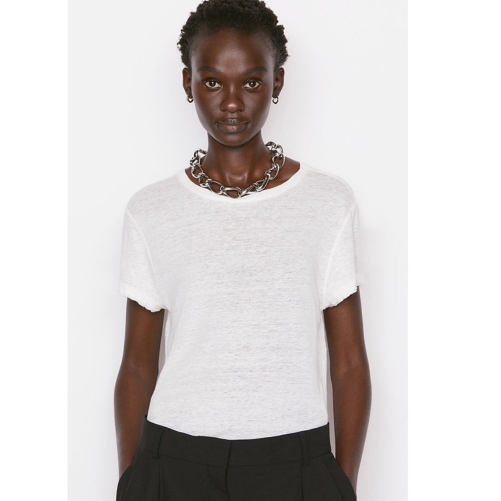 FRAME Easy True White Linen Tee.